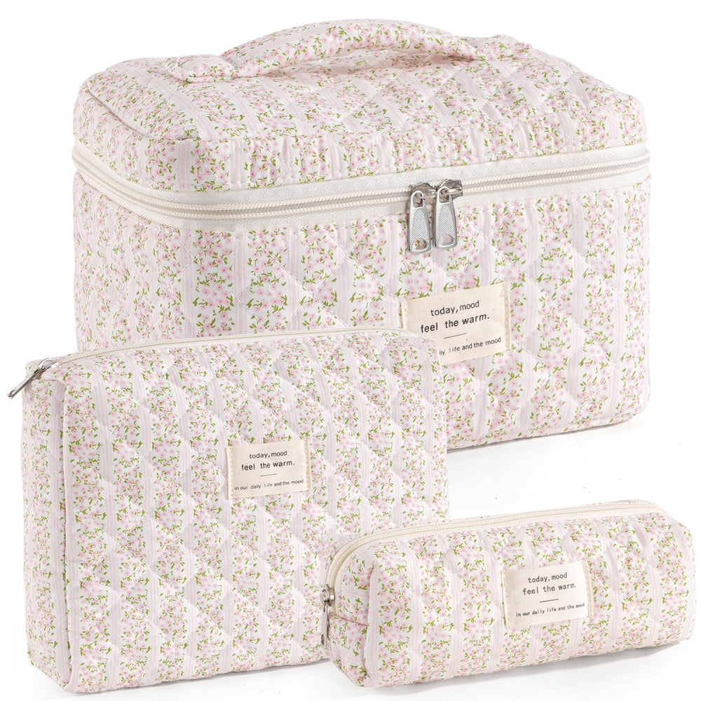 uu yuuy bolso de maquillaje floral rosa principal, ideal para viaje y organización diaria.