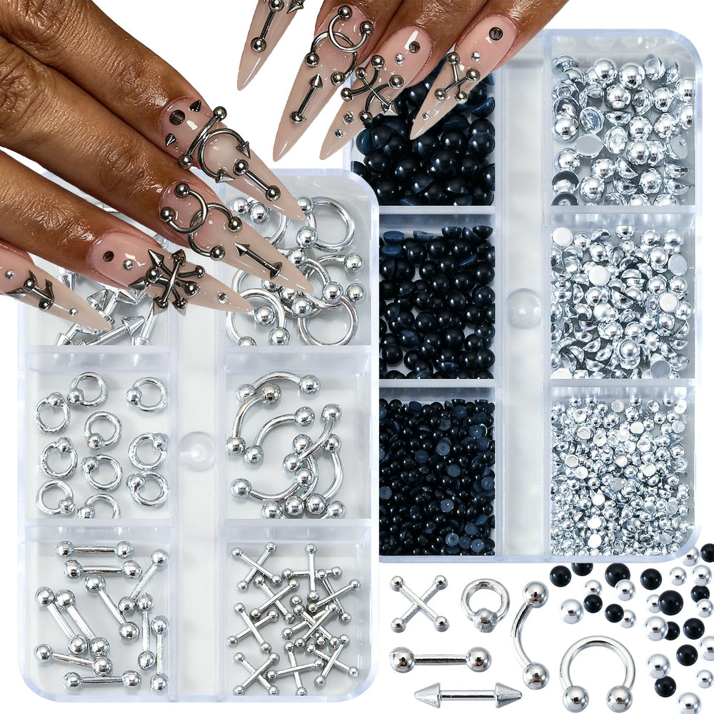 Adorno UWETIME para uñas con perlas planas para acabado suave