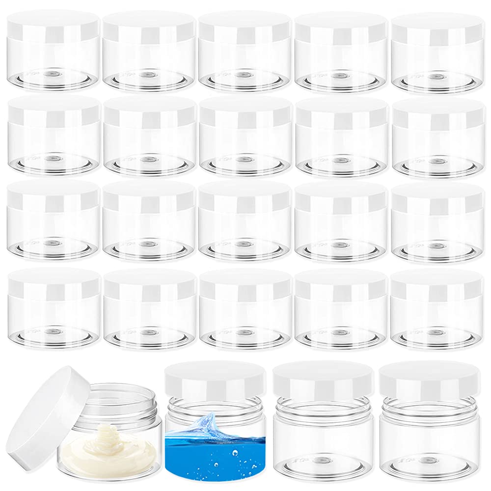 Uyuxxu frascos cosméticos claros 1oz con tapa blanca para llenado fácil y visualización