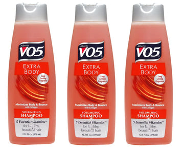 V05 Extra Body Shampoo bottle boosts volume for fine hair.