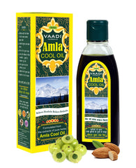Vaadi Herbals Amla y Brahmi, botella de aceite para cabello, brinda brillo natural.