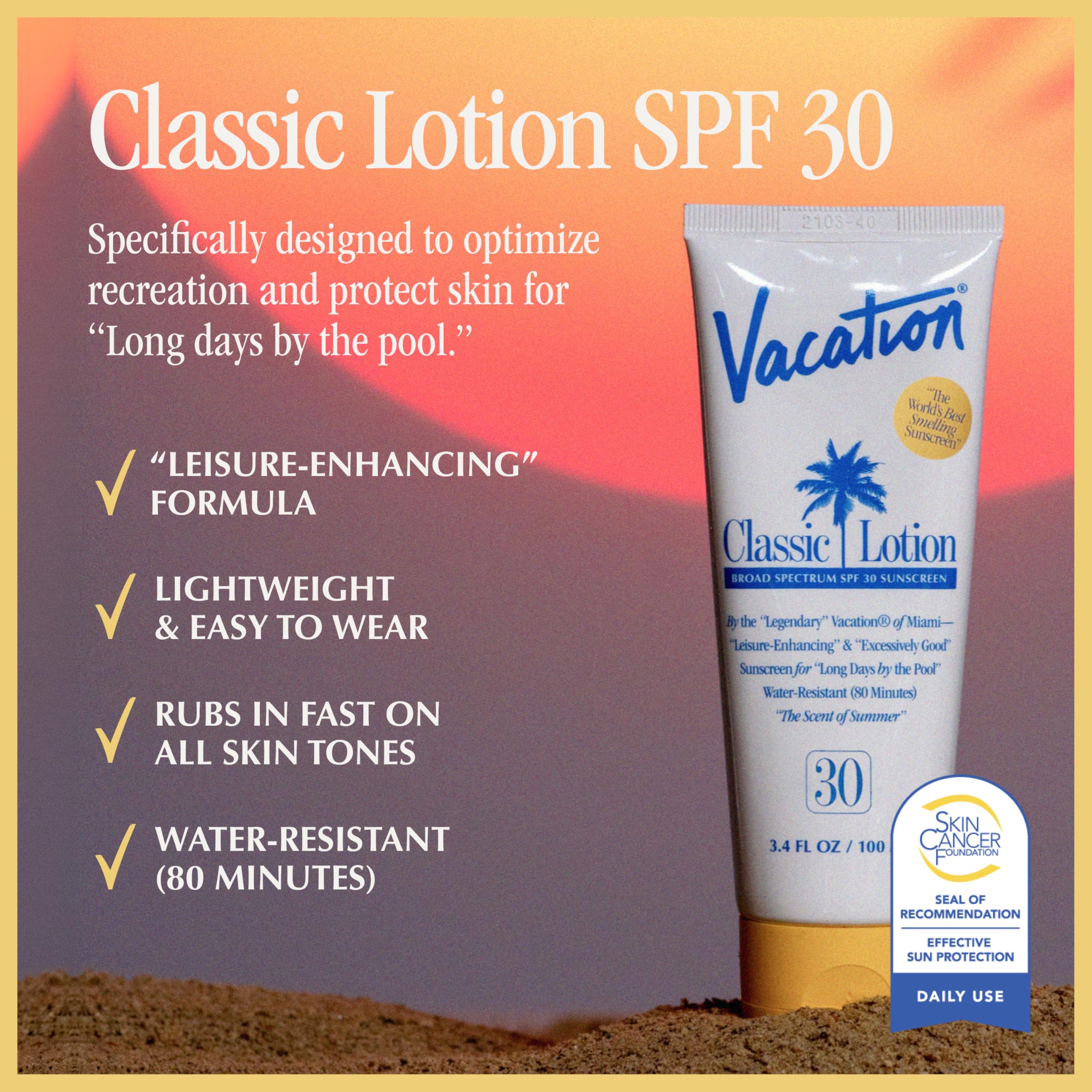 VACATION Classic fragancia premiada ARQUISTE para un aroma de playa durante todo el día.