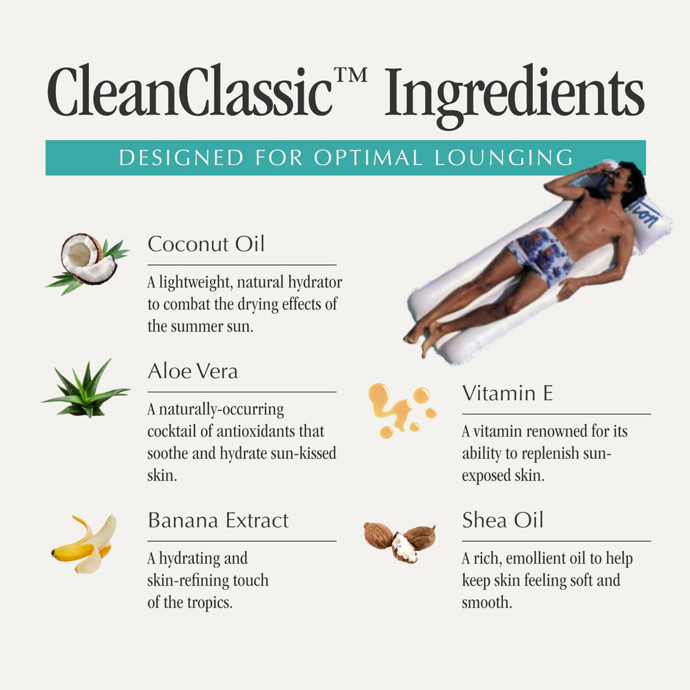 VACATION Mini Classic contiene aloe y vitamina E para hidratación suave