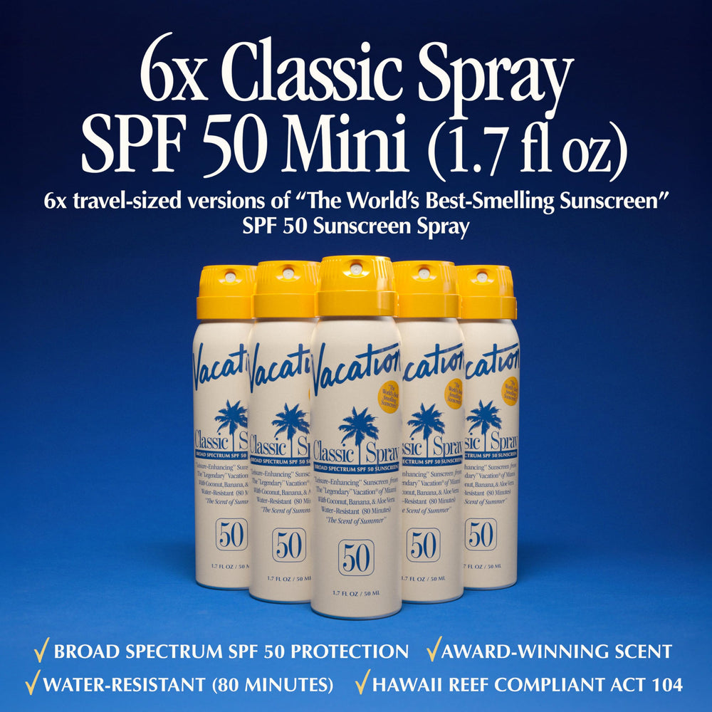 VACATION Mini Classic SPF50 vista trasera con ingredientes limpios para piel suave