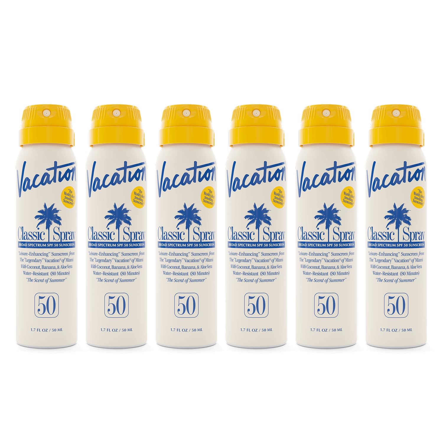 VACATION Mini Classic SPF50 frente del envase, ideal para viajes y playa
