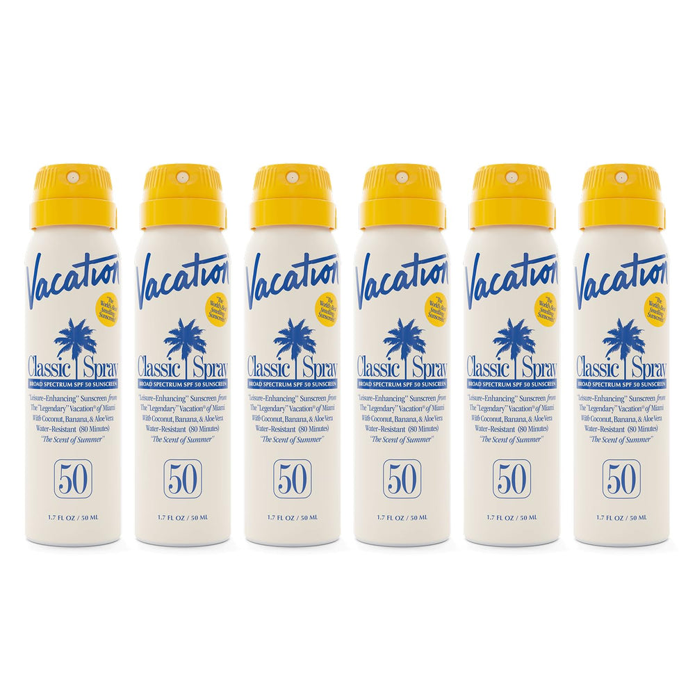 VACATION Mini Classic SPF50 frente del envase, ideal para viajes y playa