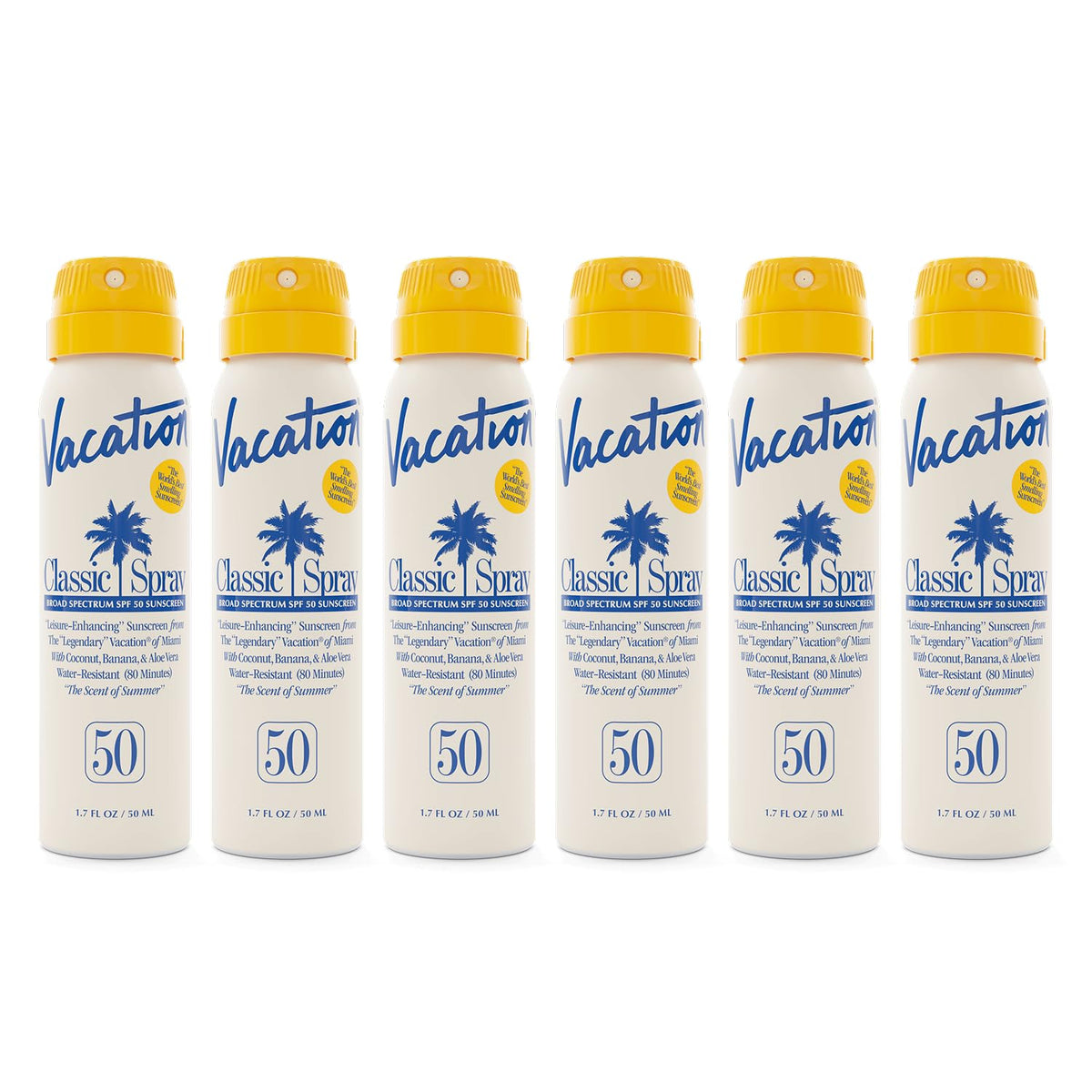 VACATION Mini Classic SPF50 frente del envase, ideal para viajes y playa
