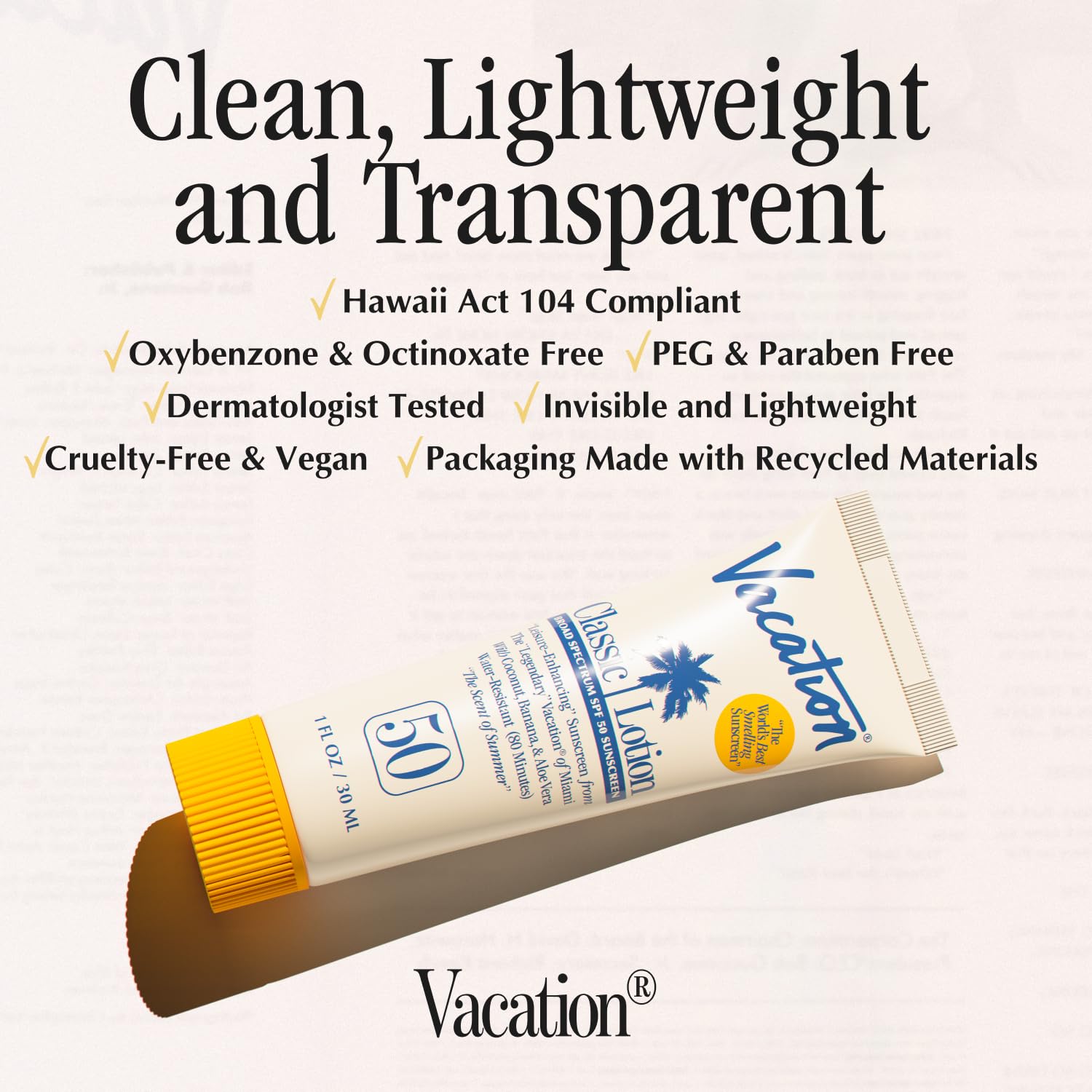 VACATION Proteccion de amplio espectro SPF50 con resistencia al agua para la playa.