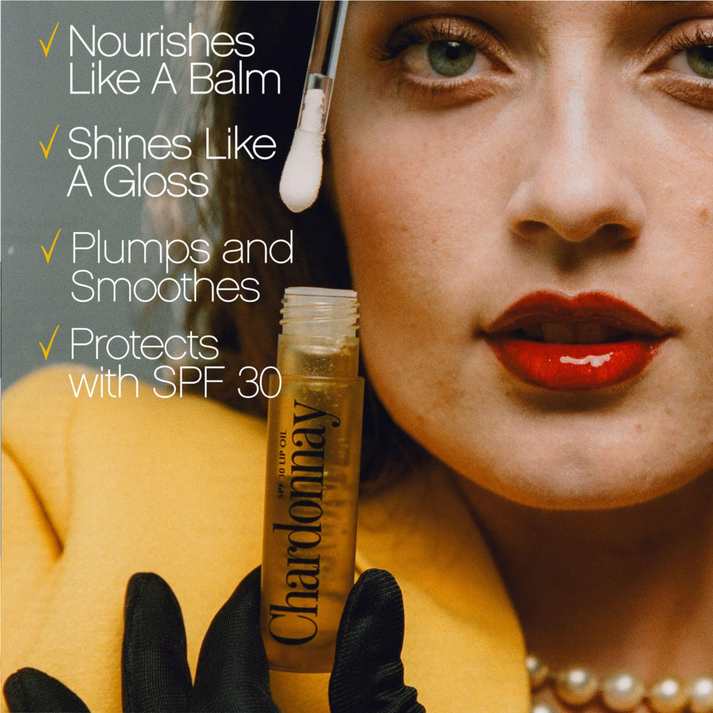 VACATION Aceite Labial SPF30 Chardonnay: textura clara y brillo sedoso.