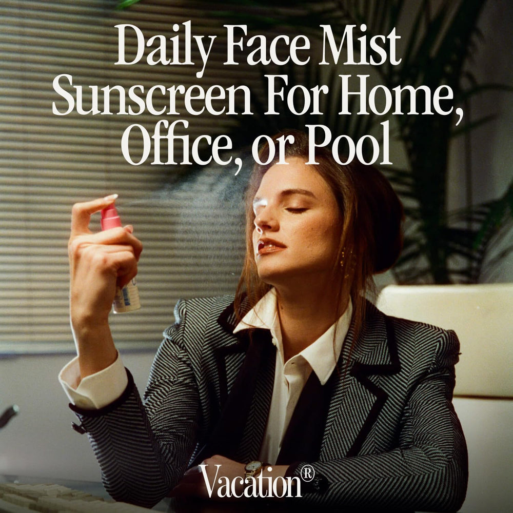 VACATION Super Spritz textura satinada que no altera el maquillaje.