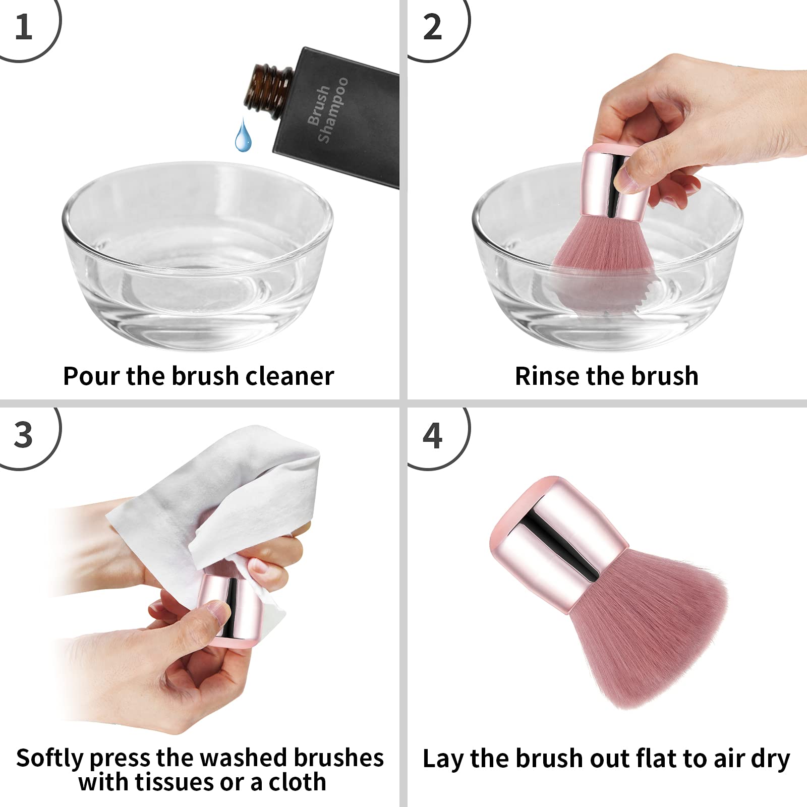 Brocha kabuki Vaincre, rosa, versátil para maquillaje y uñas