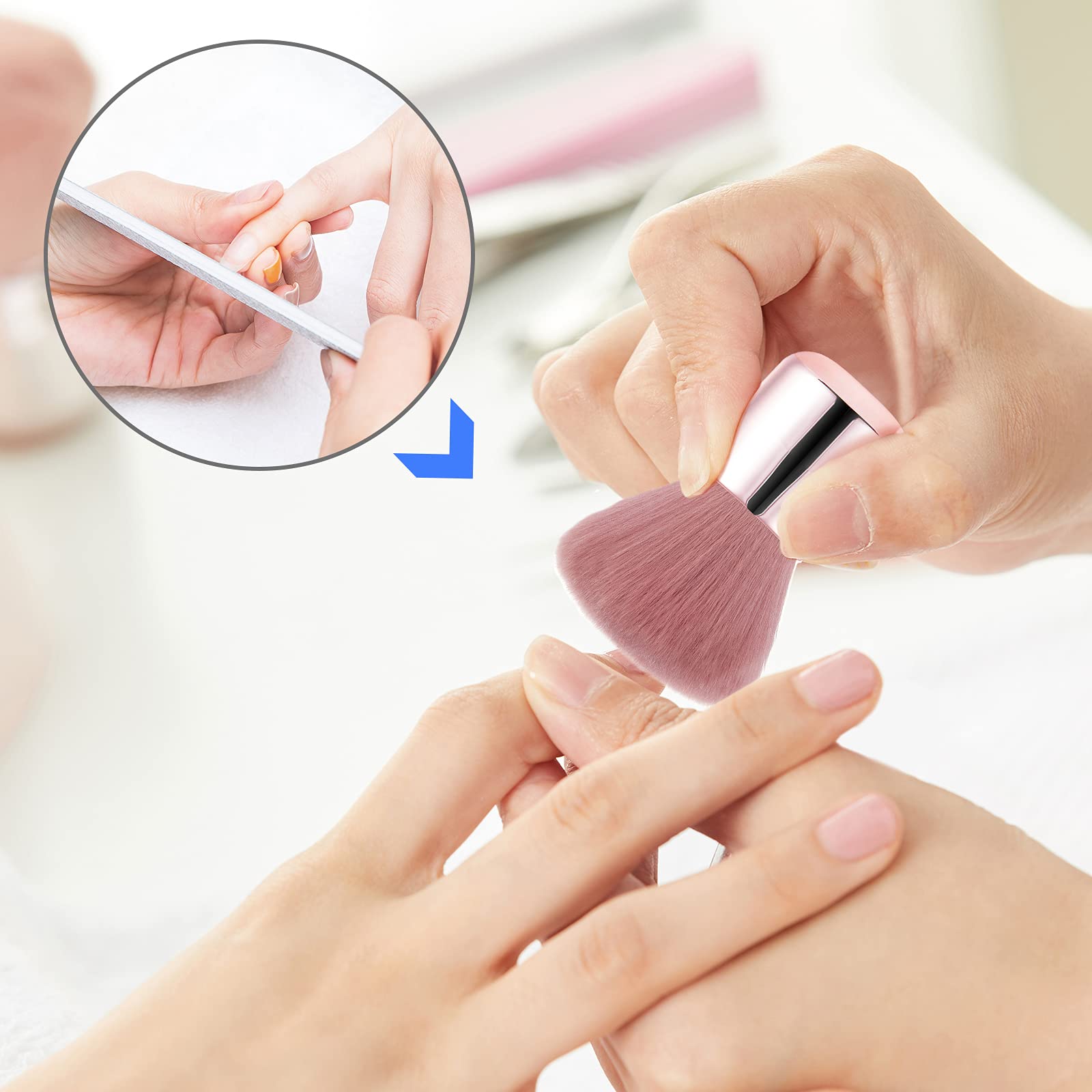 Brocha multiuso Vaincre para polvo y maquillaje, rosa