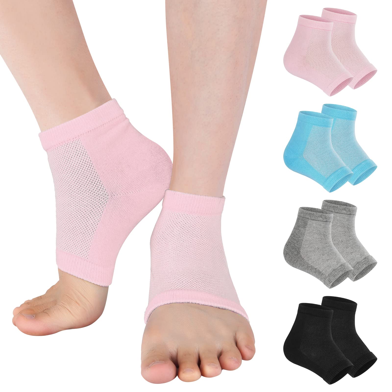 Calcetines Vaincre con gel para talones, en empaque de cuatro pares, hidratación suave.