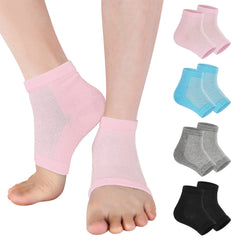 Calcetines Vaincre con gel para talones, en empaque de cuatro pares, hidratación suave.