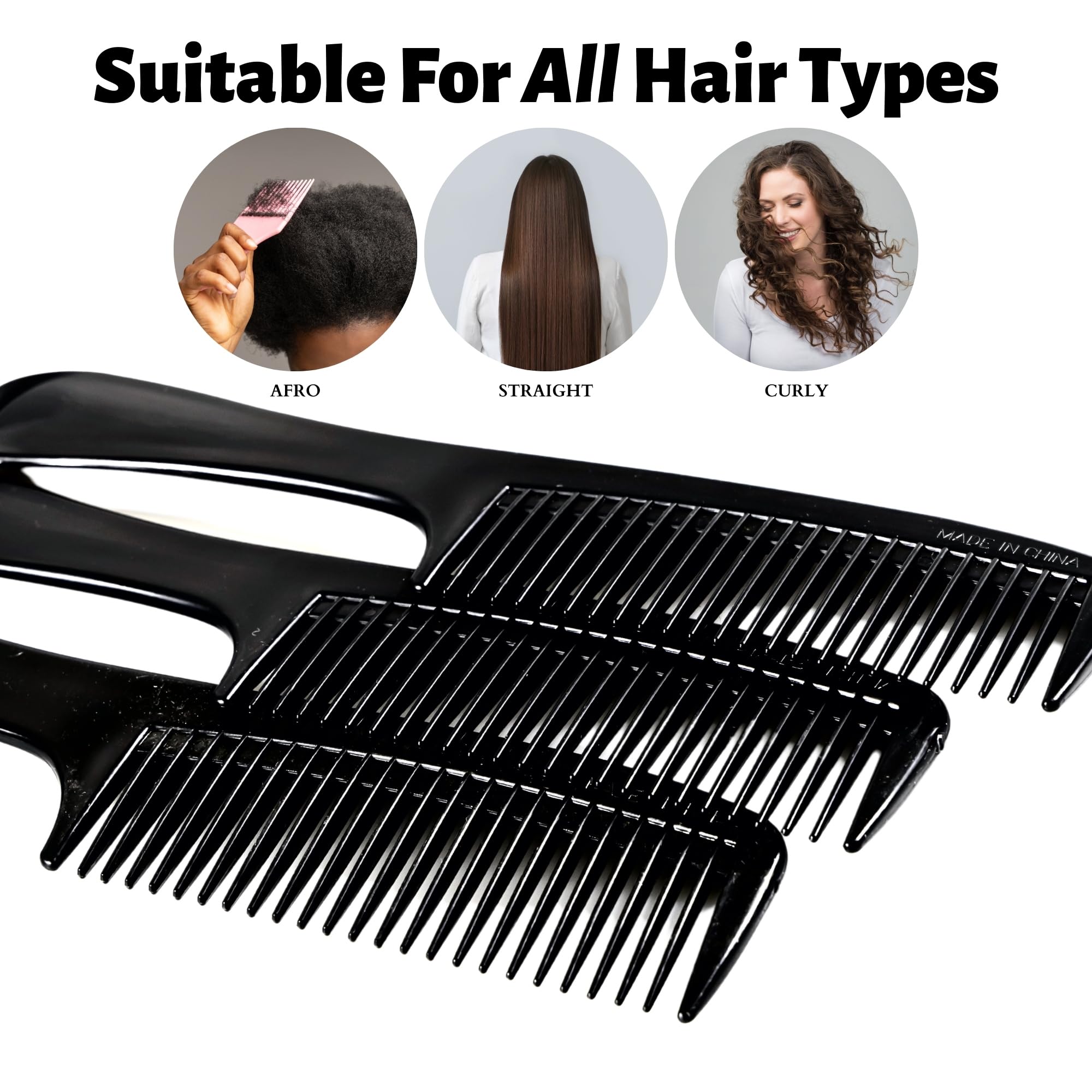 Vakly peine pala de dientes anchos para cabello liso, peinado suave y cómodo.