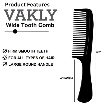 Vakly peine pala de dientes anchos para cabello seco, alisa y separa sin esfuerzo.