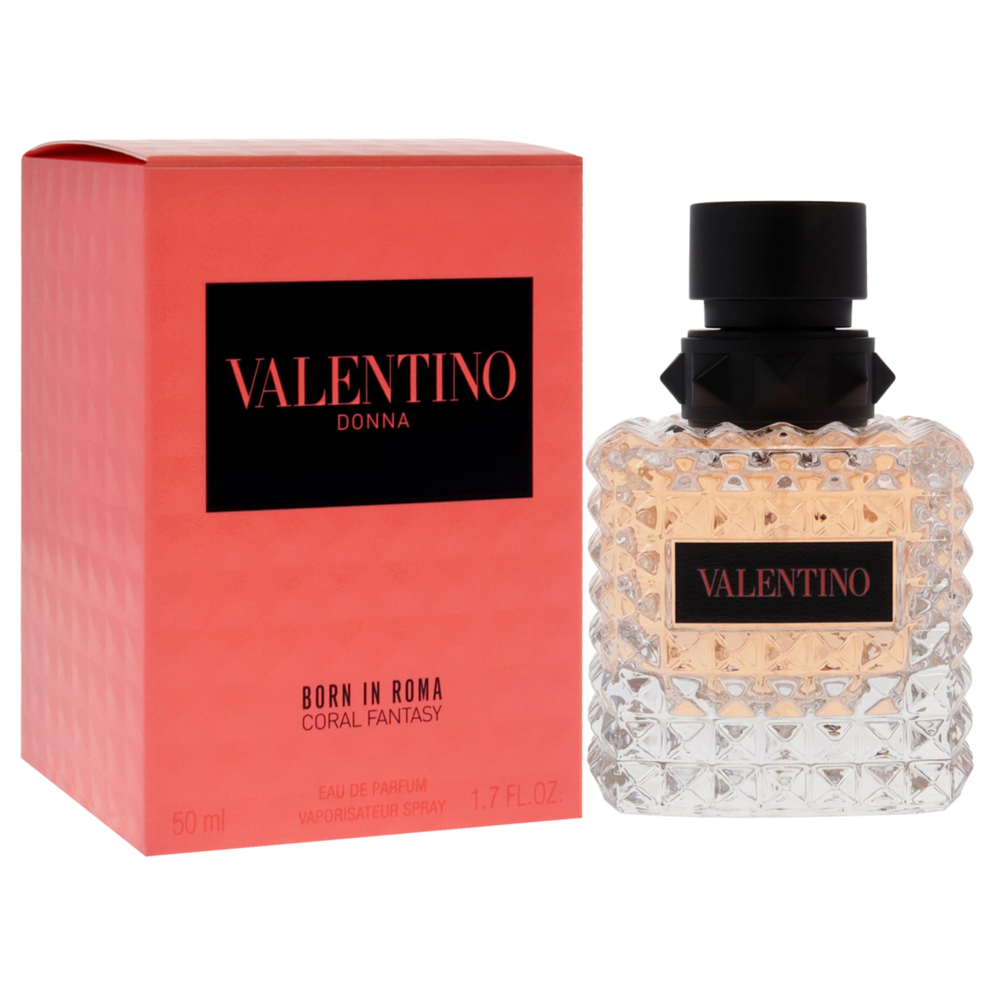 Valentino Coral Fantasy, frasco rosado con diseño moderno.