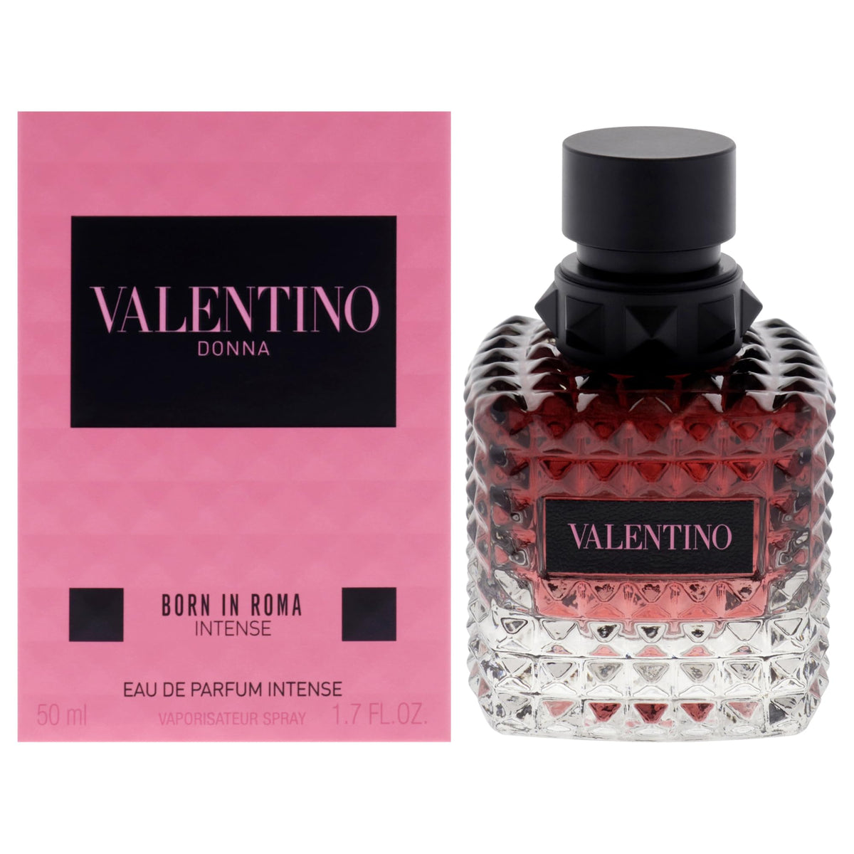 Valentino Donna Born In Roma Intense, botella de perfume elegante para ocasiones especiales.