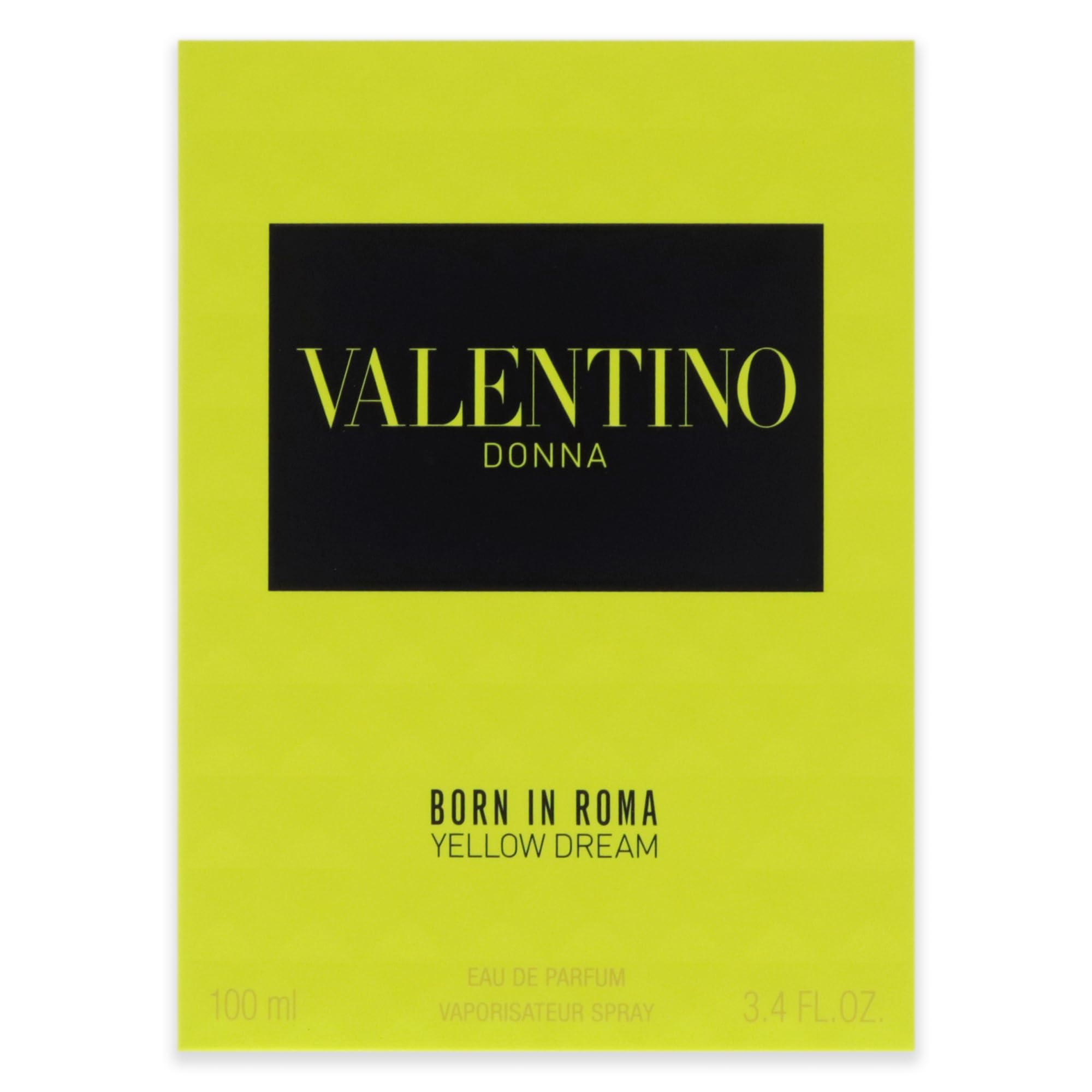 Valentino Donna Nacida en Roma Sueno Amarillo, etiqueta clara que identifica la marca.