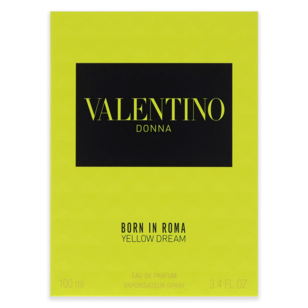 Valentino Donna Nacida en Roma Sueno Amarillo, etiqueta clara que identifica la marca.