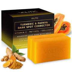 VALITIC Jabon Papaya Cúrcuma Ácido Kojico, barra iluminadora para tono uniforme.