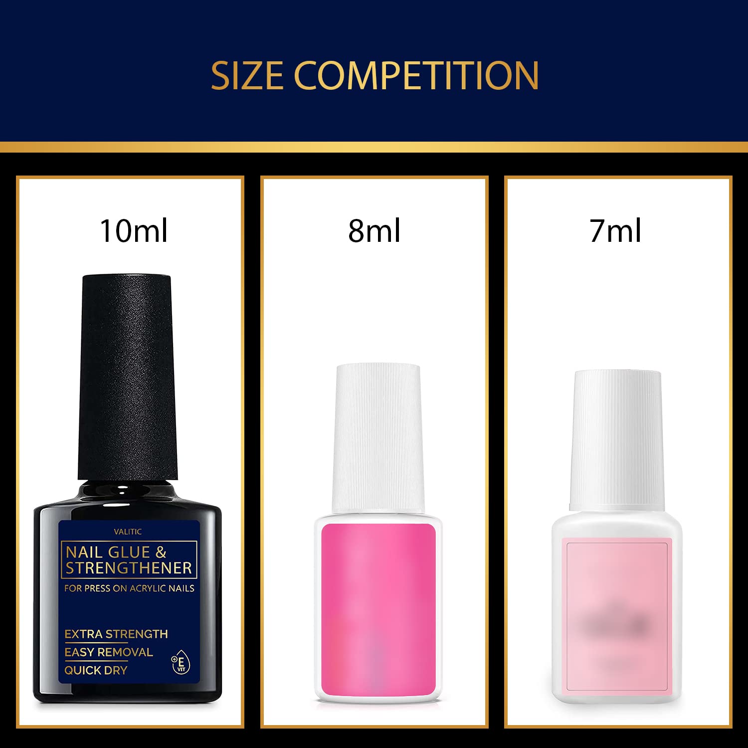 Valitic lightweight nail kit case open beside glue bottle for on-the-go manicures.