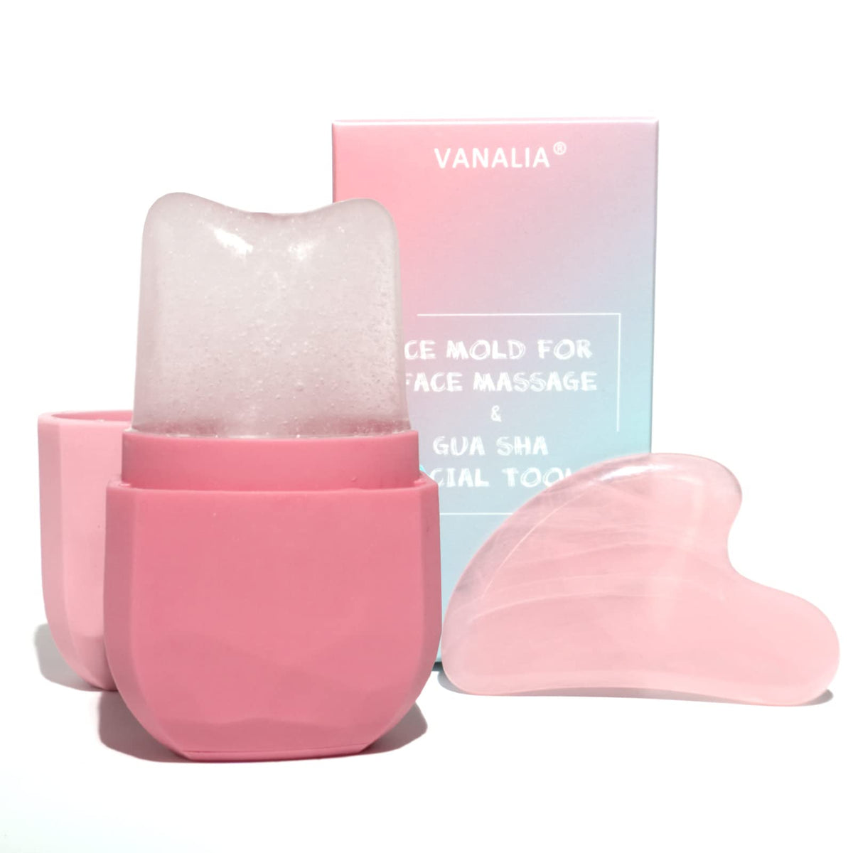 VANALIA rodillo de hielo y gua sha para rostro mejora la experiencia diaria de cuidado facial.