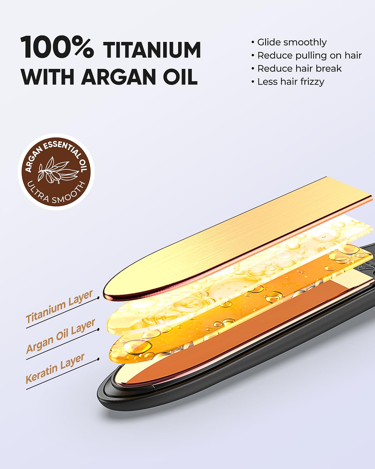 Vanessa PRO plancha con aceite de argán integrado para brillo y nutrición