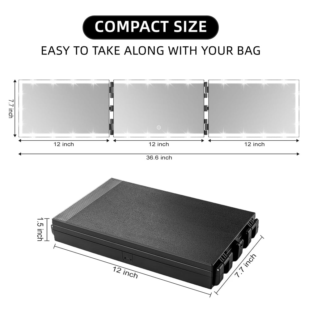 Vanexiss Espejo triple-panel diseño plegable para guardar fácilmente