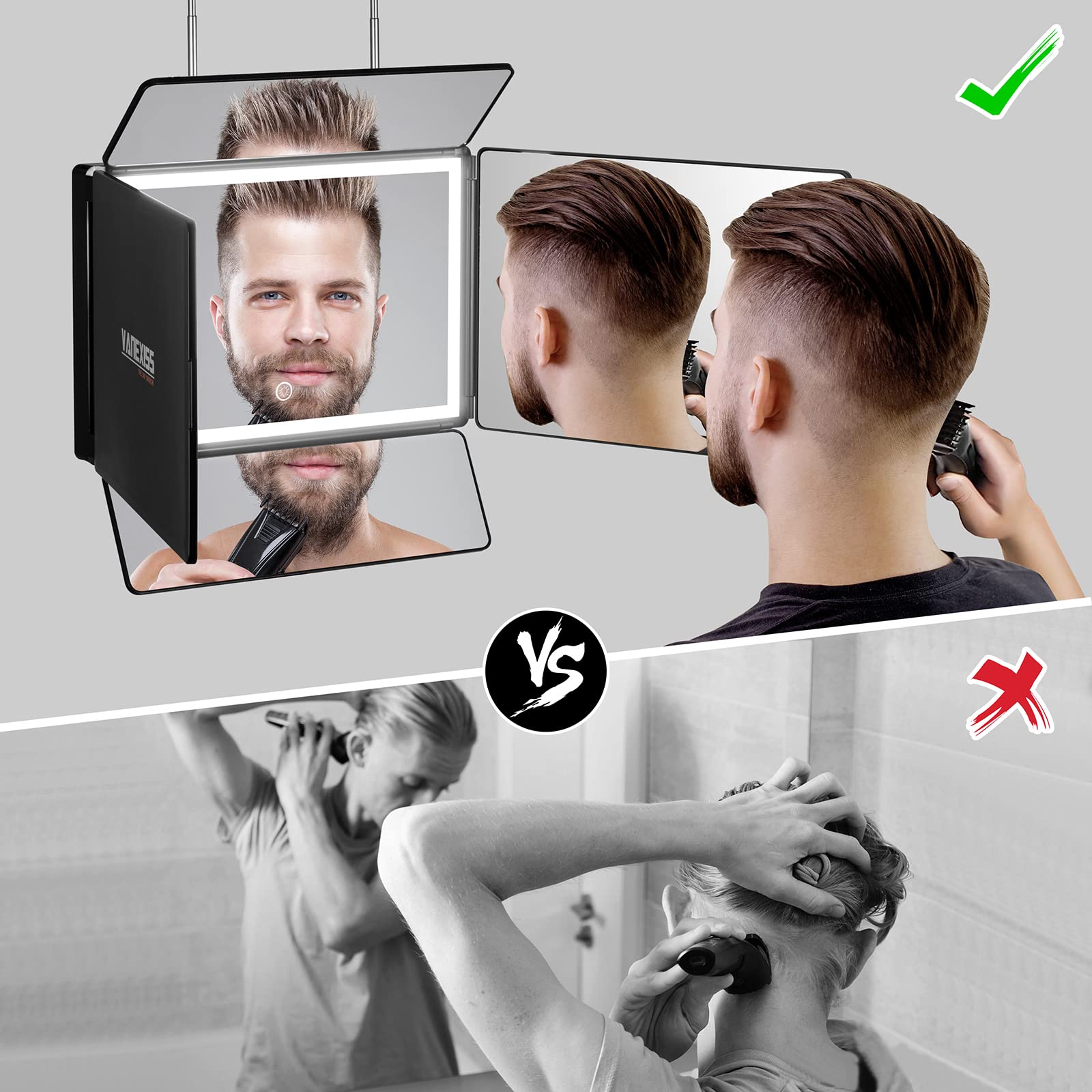 Miroir Vanexiss avec accrochage porte réglable et usage facile.