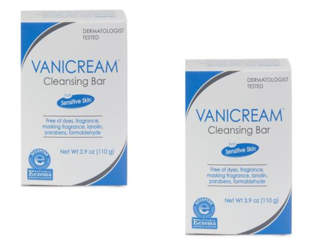 Vanicream barra limpiadora sin fragancia muestra textura cremosa, ideal para piel sensible.