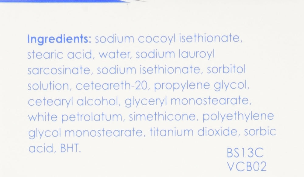 Vanicream Barra textura suave aporta hidratación ligera durante la limpieza diaria.