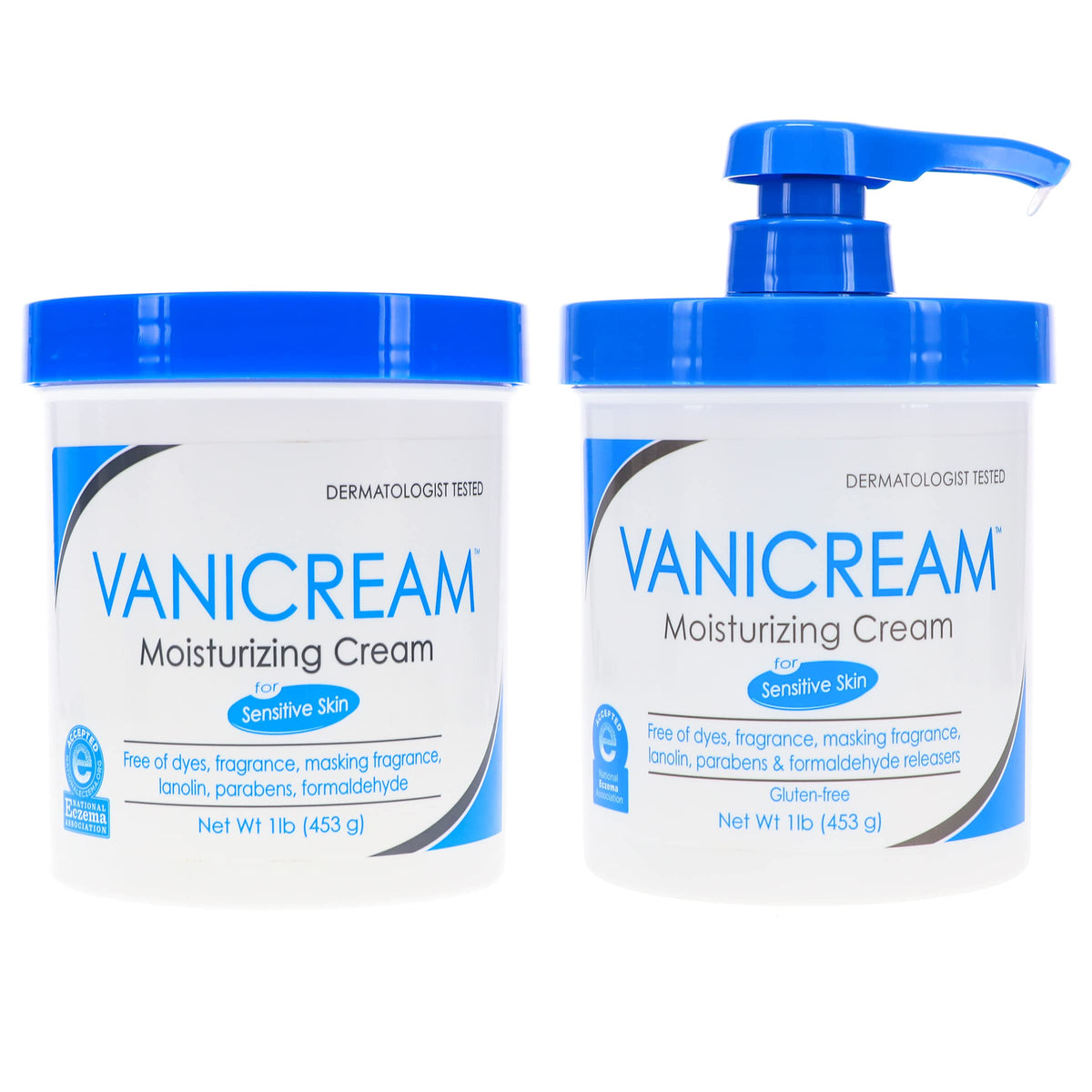 Vanicream crema hidratante con dispensador, hidratación suave para piel sensible.