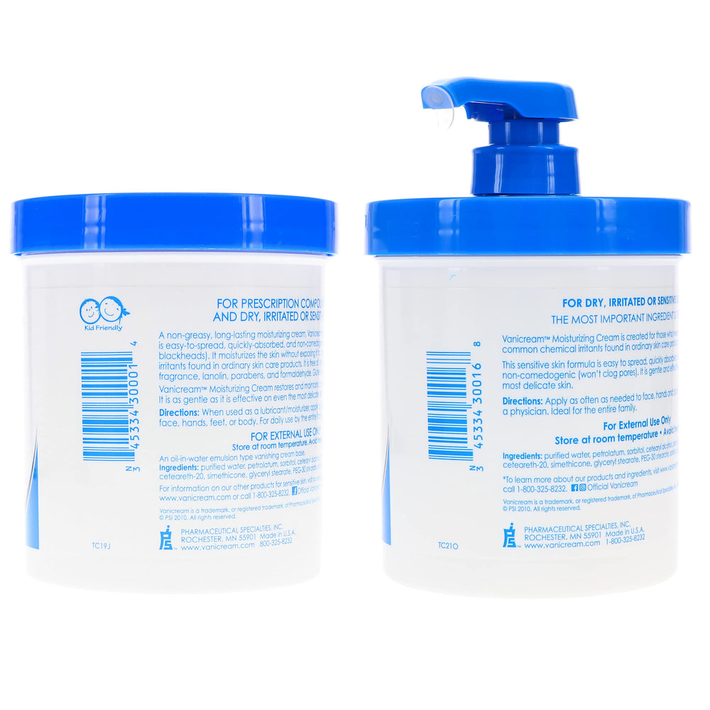 Vanicream crema hidratante, textura suave y rápida absorción para piel seca.