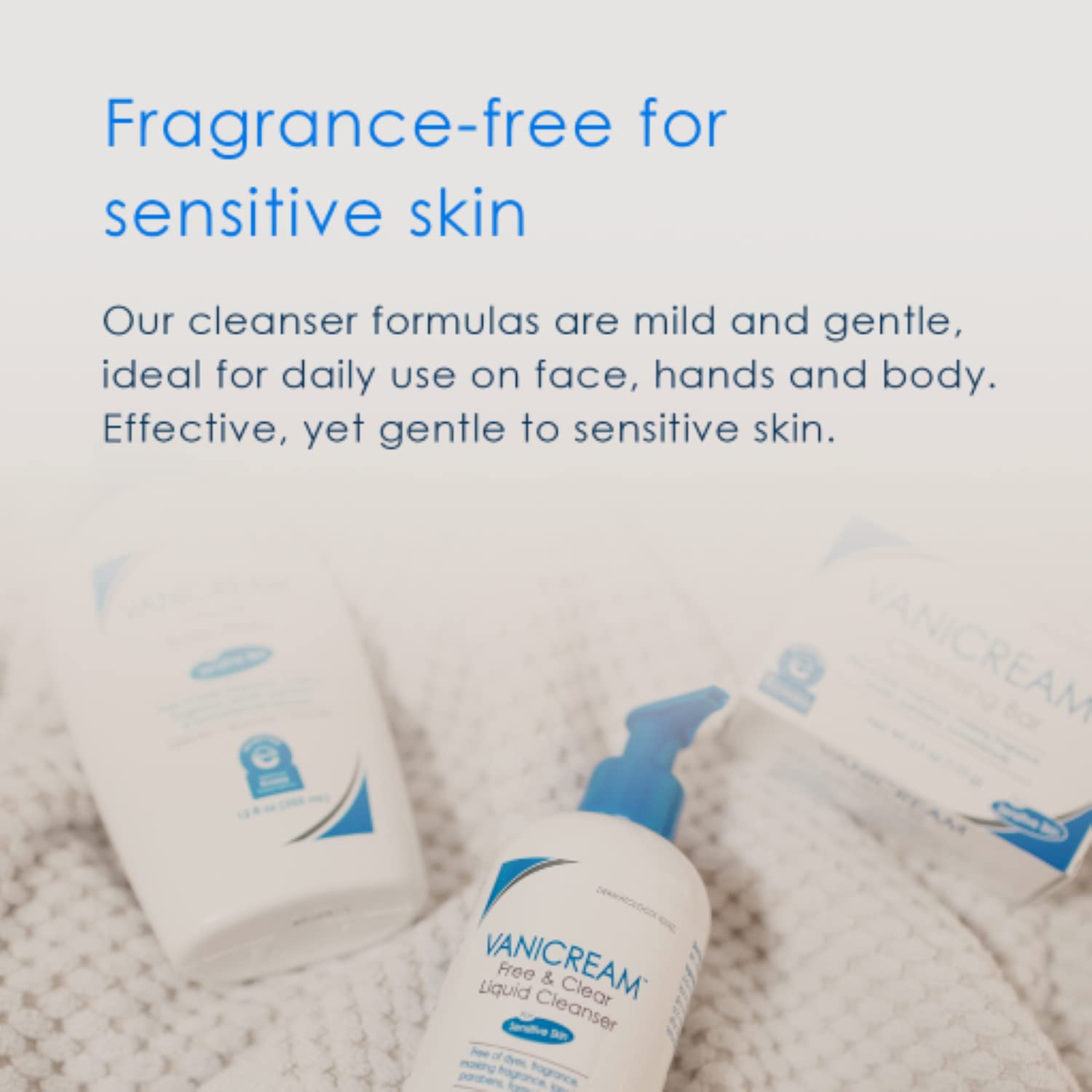 Hands applying Vanicream cleanser showing gentle, daily use on skin.