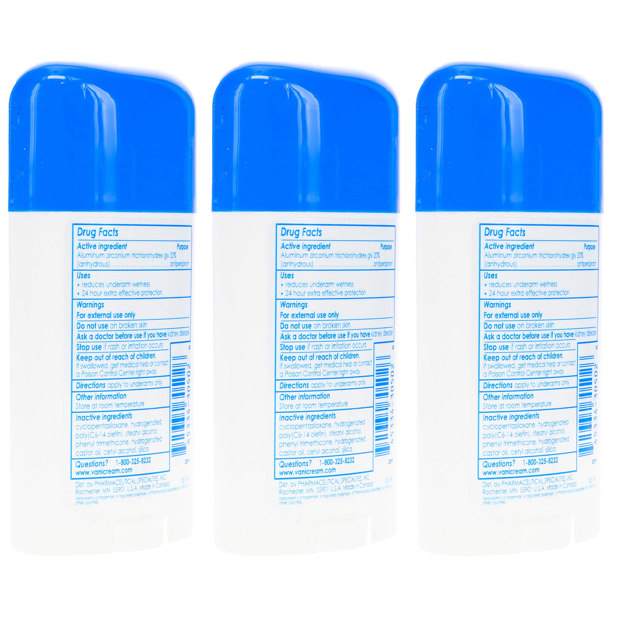 Vanicream pack de 3 antitranspirantes para uso diario en piel sensible.