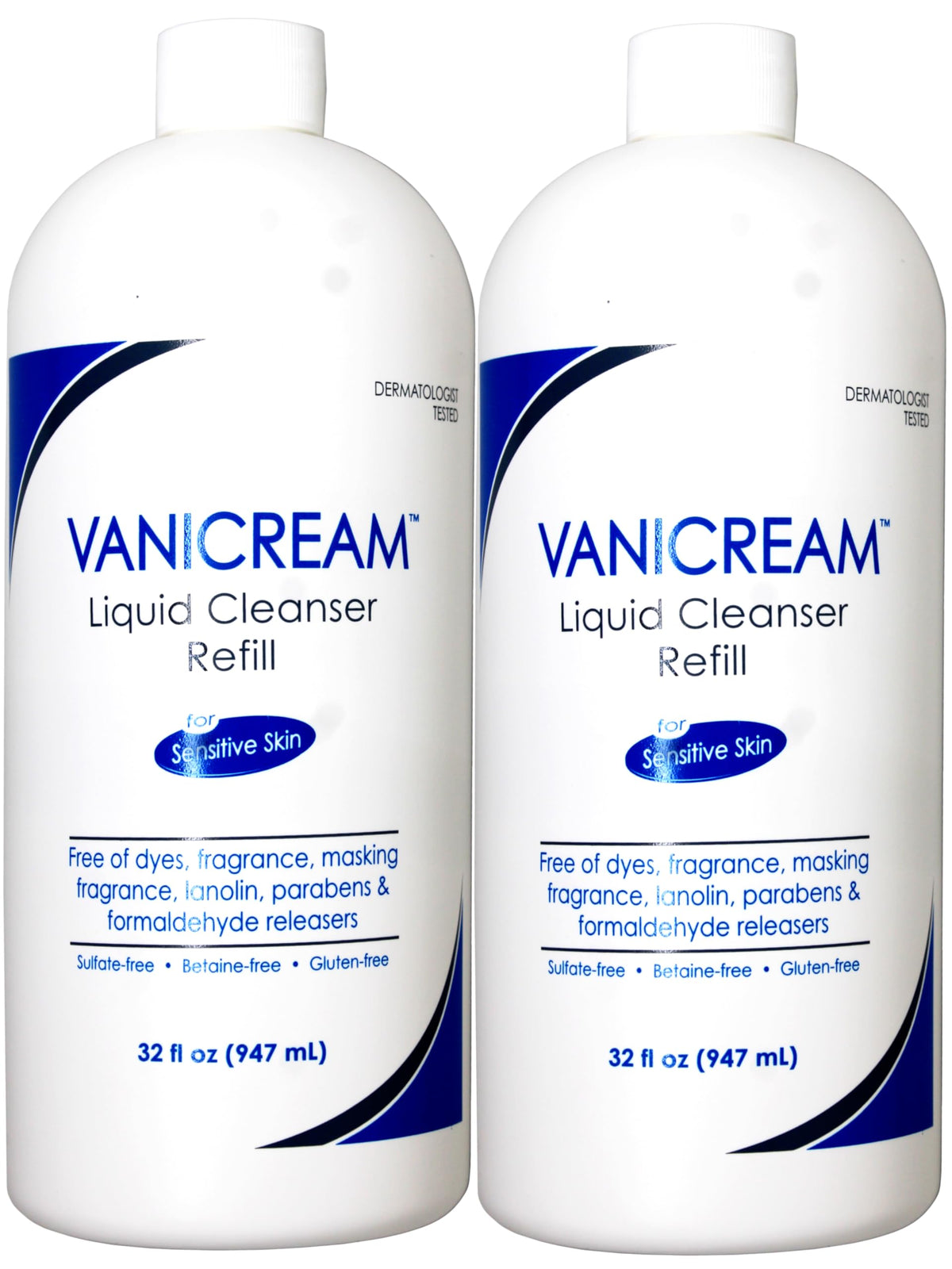 Vanicream Nettoyant Liquide sans savon, recharge en bouteille pour visage et corps.