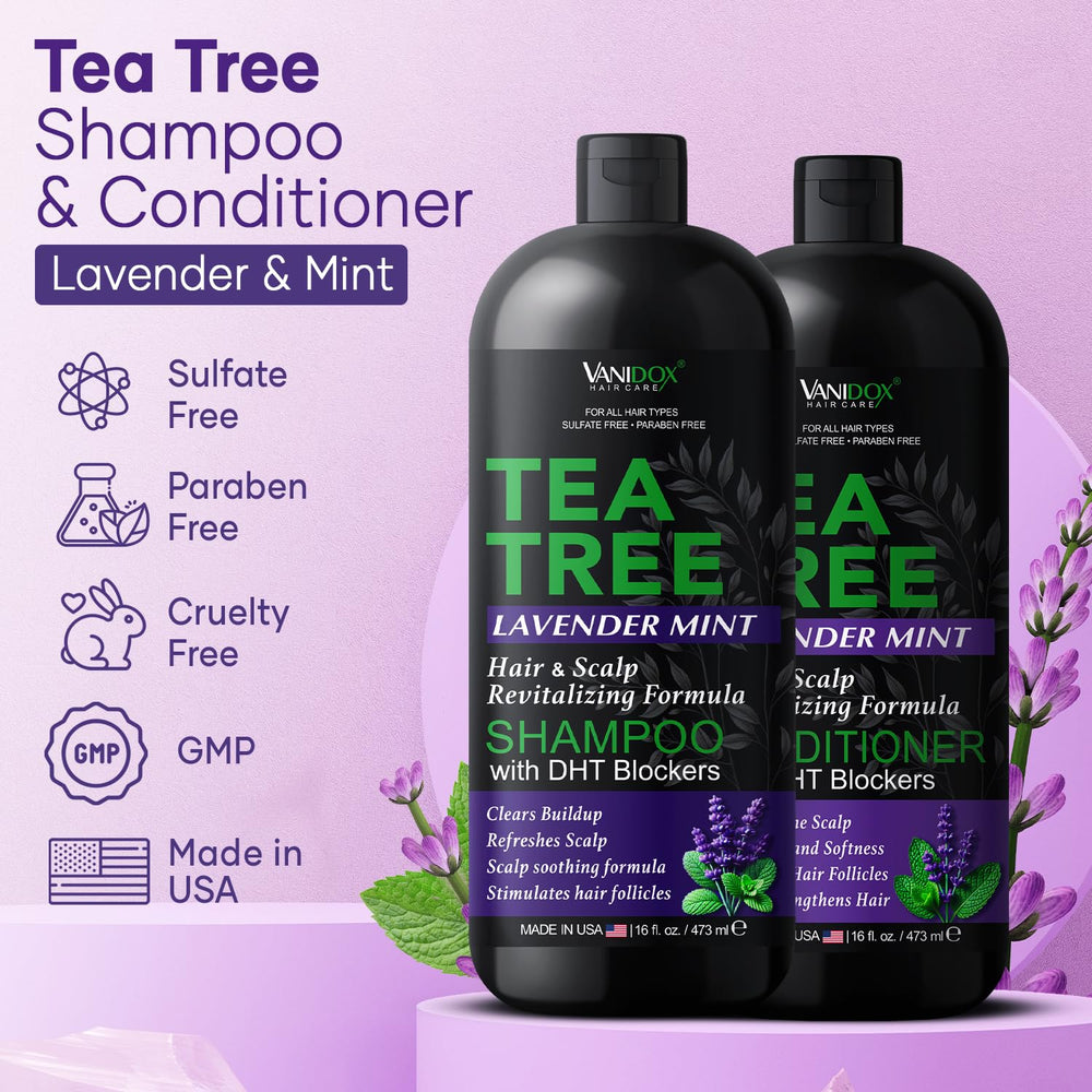 Après-shampoing Vanidox arbre à thé, flacon lavande et menthe démêle et nourrit