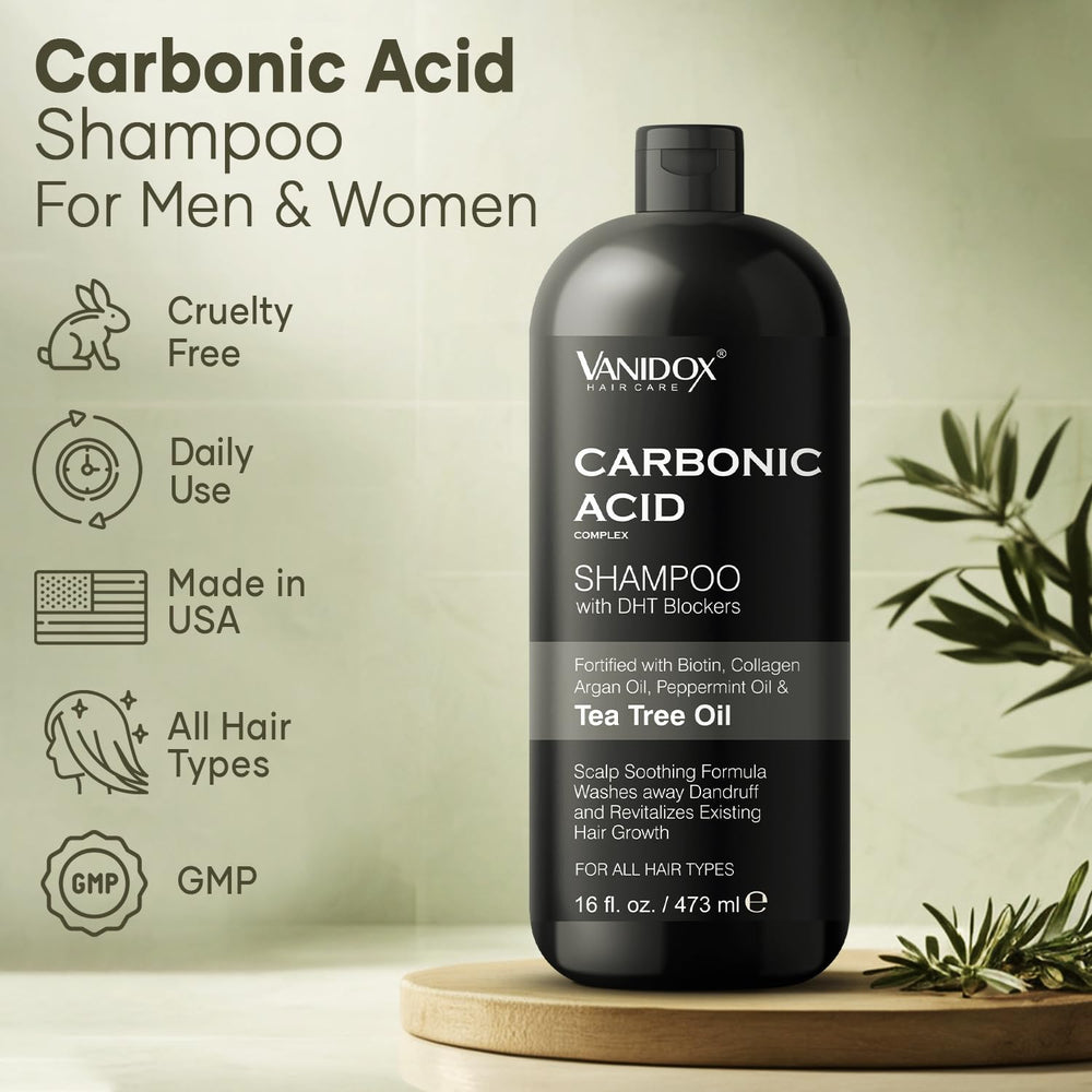 VANIDOX champú carbonico con dispensador para uso cómodo diario.