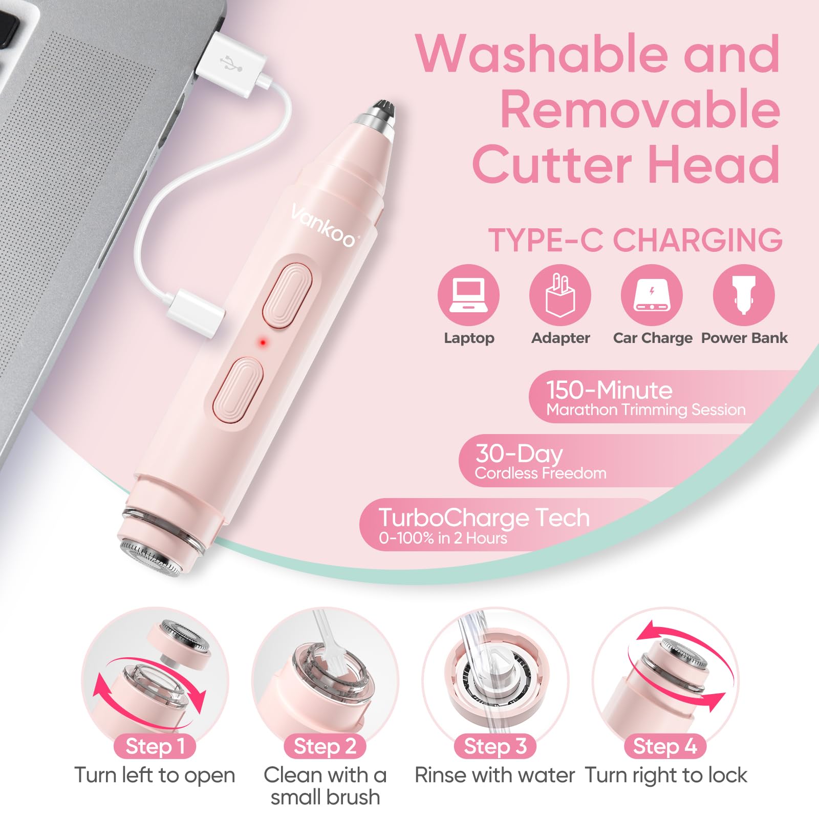 Vankoo rechargeable face shaver ready for convenient use anywhere