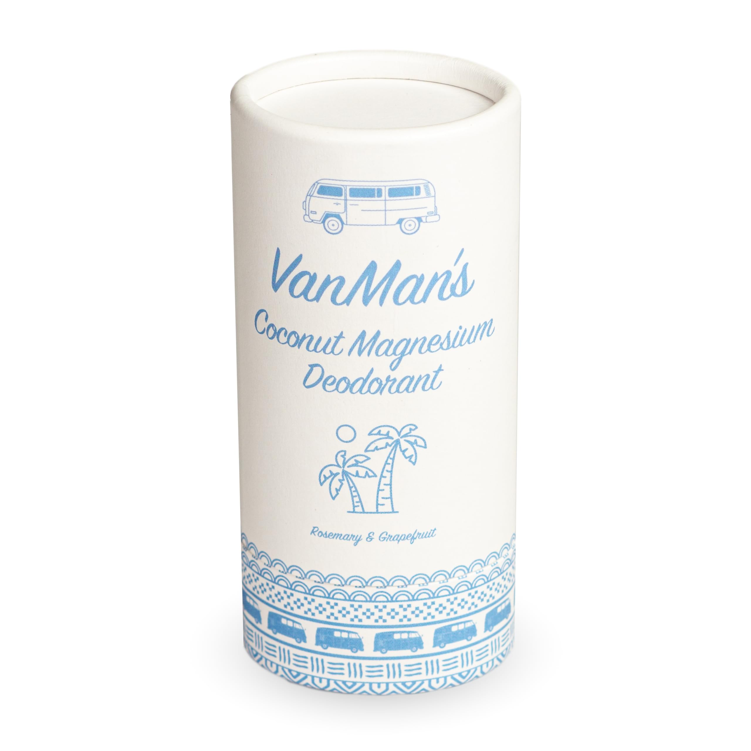 Vanman's desodorante en palo coco y magnesio, frente para uso diario suave.