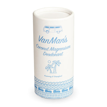 Vanman's desodorante en palo coco y magnesio, frente para uso diario suave.