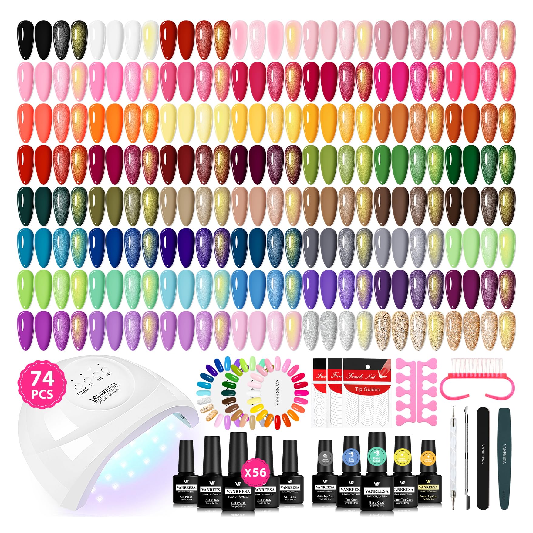 Vanreesa kit gel uñas con 74 piezas para manicura en casa
