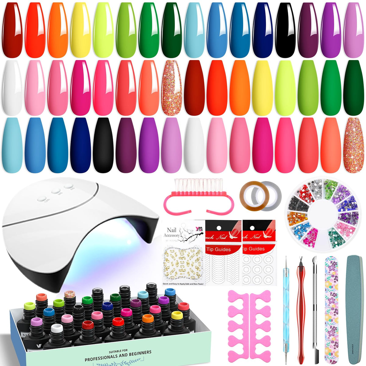 Vanreesa kit gel uñas 42 piezas para manicuras profesionales en casa.
