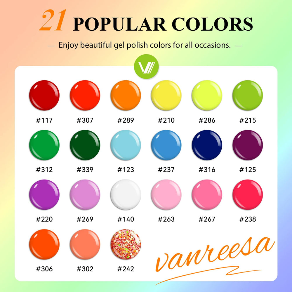 Vanreesa paleta de 21 colores gel uñas para mezclar estilos.