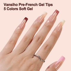Tip gel français carré Vansiho 15 tailles pour ajustement précis.