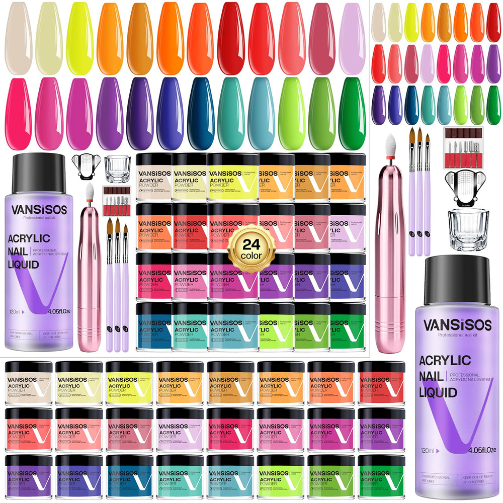 VANSISOS kit acrílico para uñas con 24 colores, ideal para empezar.