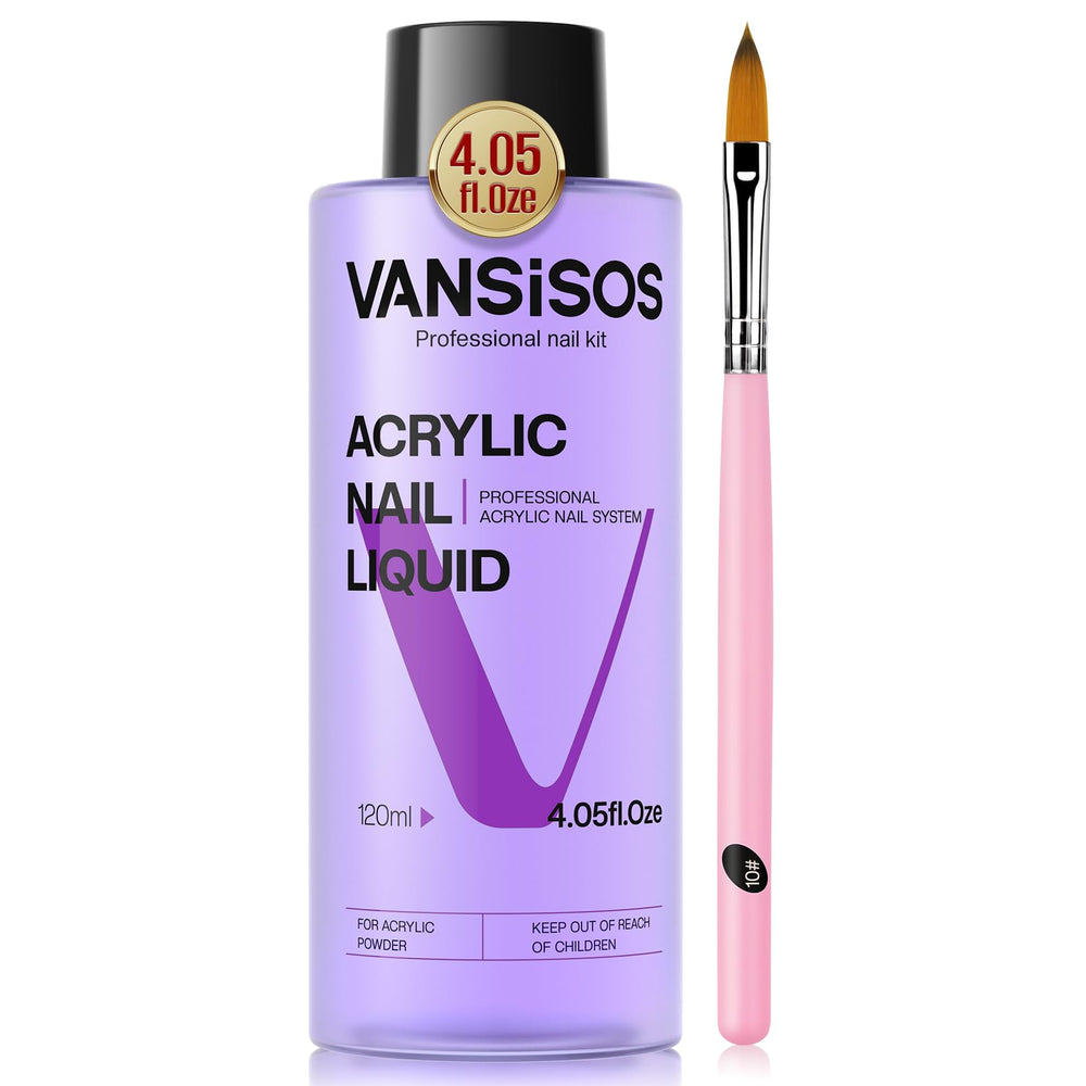 VANSISOS monómero líquido para uñas acrílicas 4 onzas con brocha, adhesión duradera.
