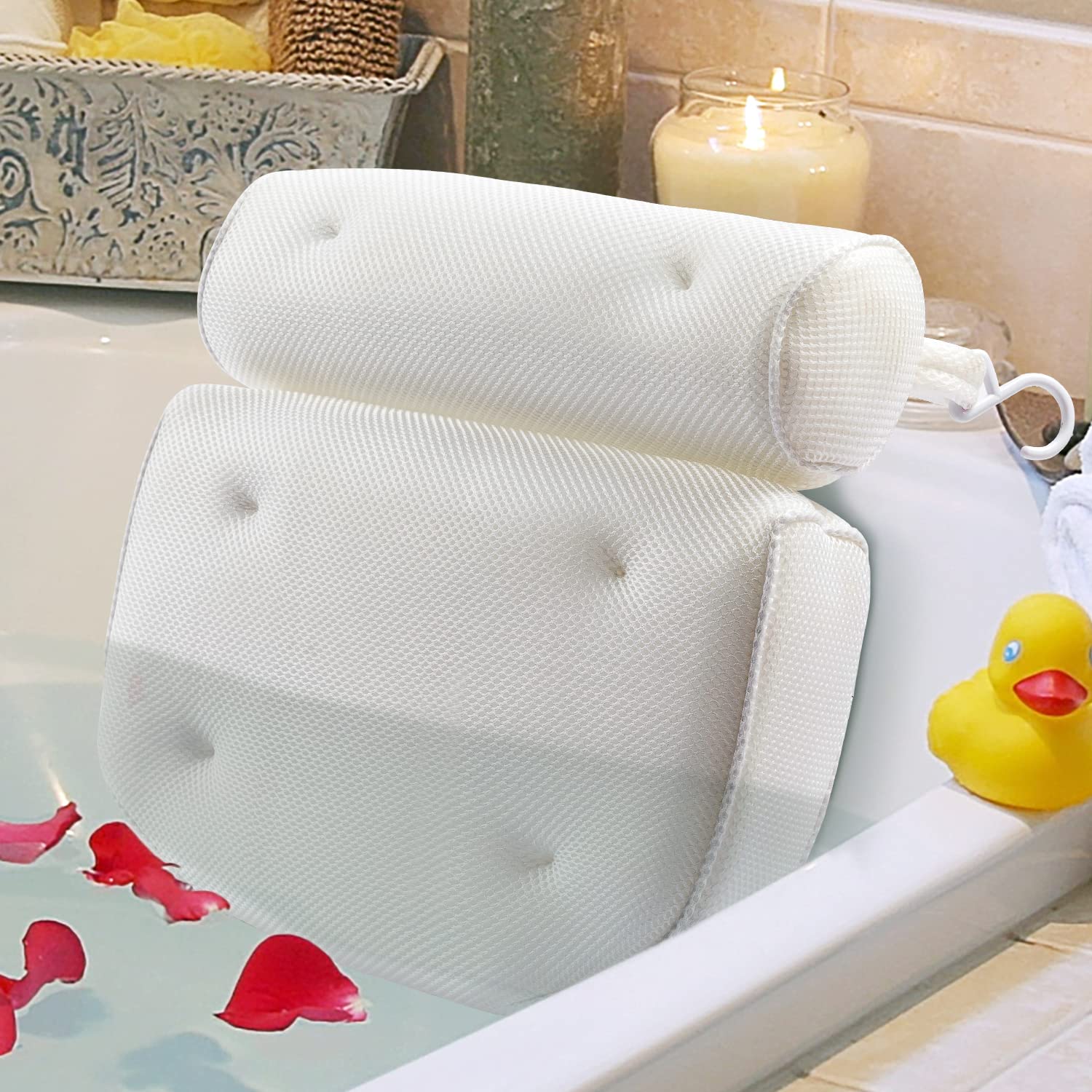 Vanstormy almohada de baño para tina con soporte dorsal, ideal para relajación prolongada.