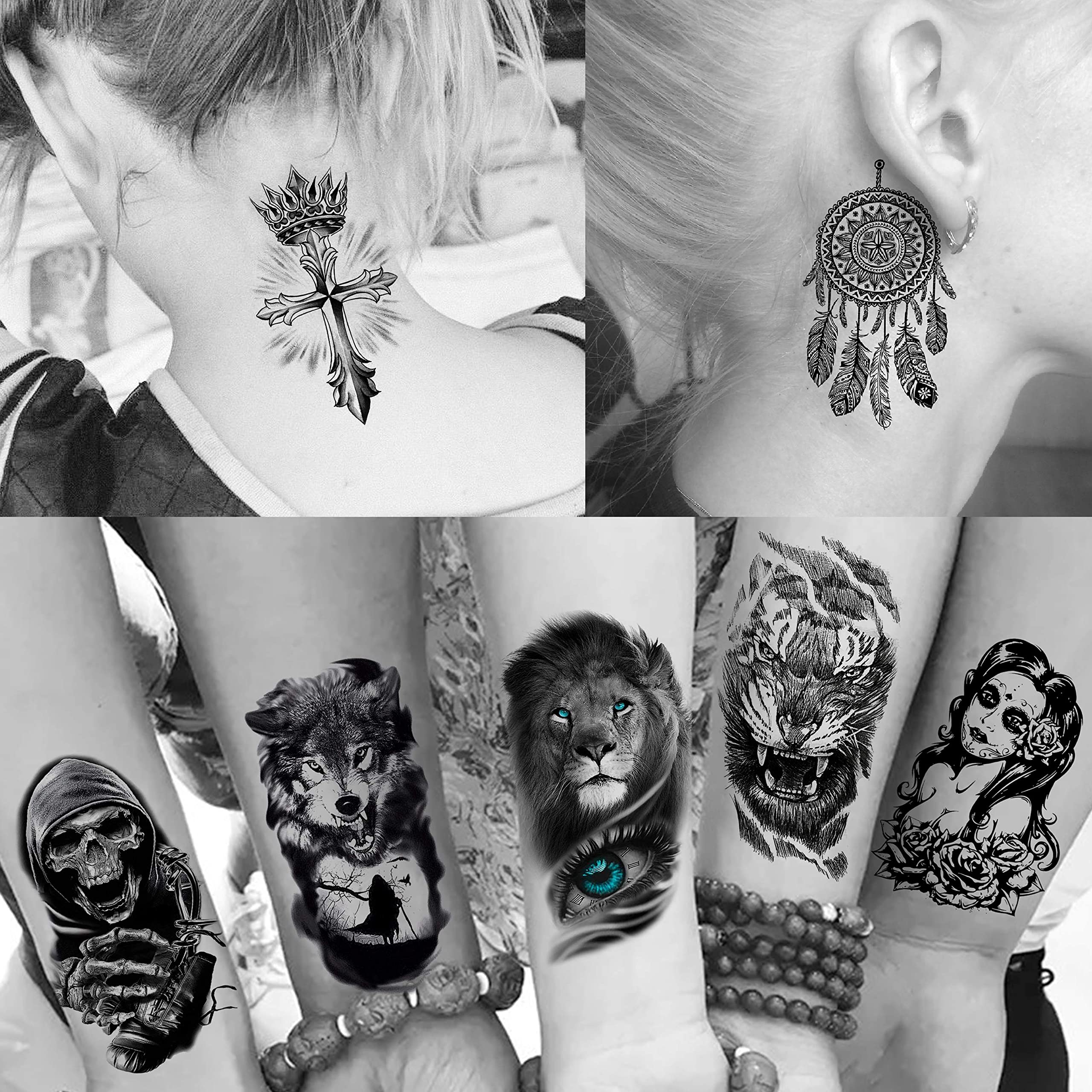 VANTATY tatuaje floral para festividades, maquillaje temporal de acabado elegante.